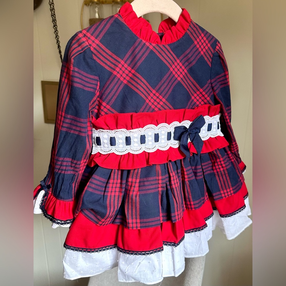 Plaid Red and Blue Kids Formal Dress